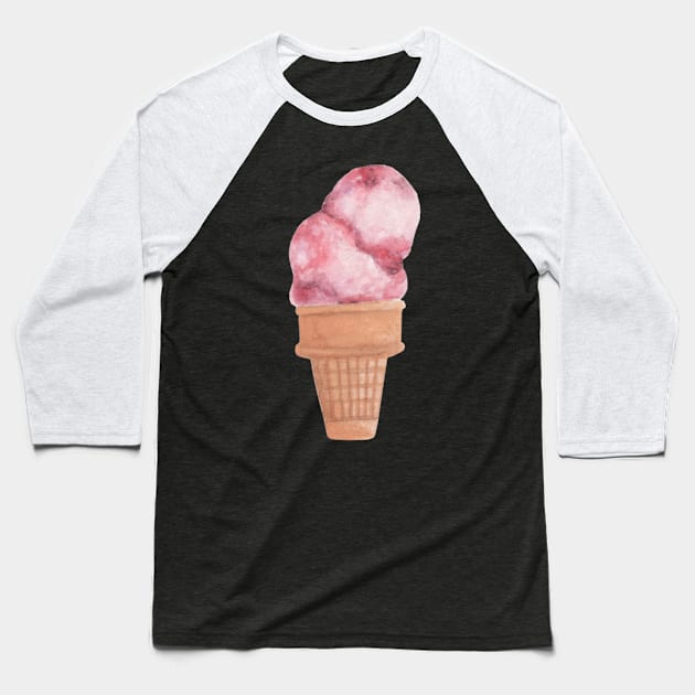 Waffle ice cream watercolor Baseball T-Shirt by GinaaArts